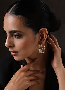 Gold Plated Zircons Hoop Earrings