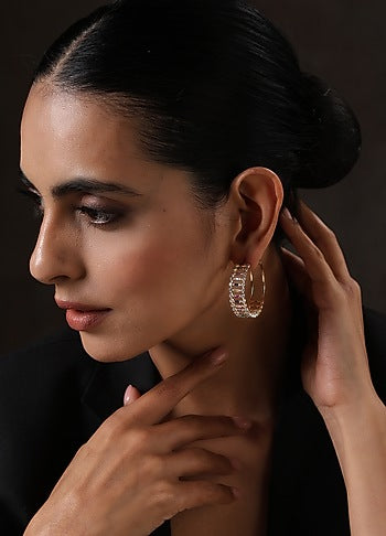 Gold Plated Zircons Hoop Earrings
