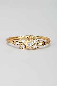 Gold Plated Kundan Polki Meenakari Bracelet