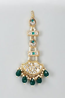 Gold Plated Kundan Polki & Emerald Stone Maangtikka