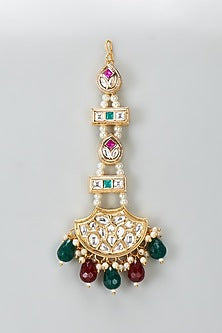Gold Plated Kundan Polki & Stone Maangtikka