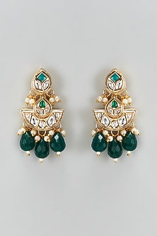 Gold Plated Kundan Polki & Stone Maang Tikka With Earrings