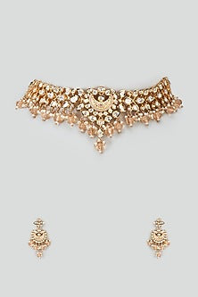 Gold Plated Kundan Polki & Beaded Meenakari Necklace Set