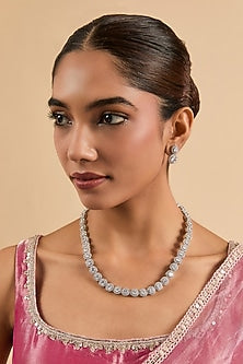 White Gold Finish Cubic Zirconia Necklace Set