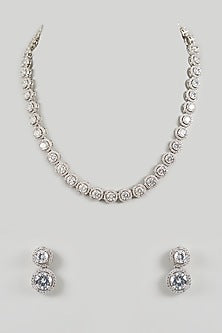 White Gold Finish Cubic Zirconia Necklace Set