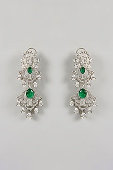 White Gold Finish Green Cubic Zirconia Necklace Set