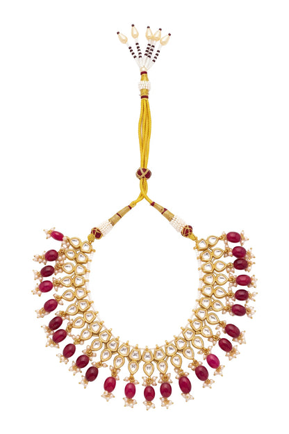 Gold Plated Kundan Polki Meenakari Necklace Set
