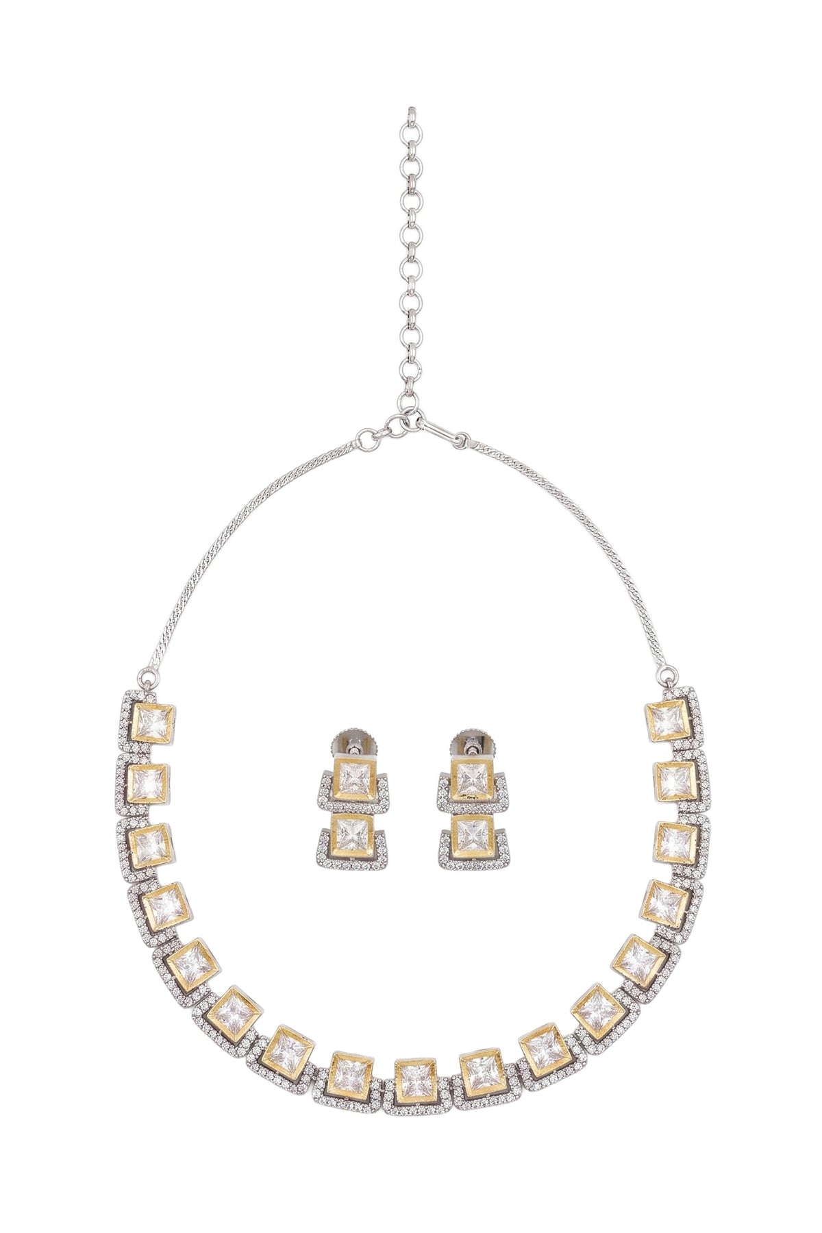 Gold Plated Greyb Kundan Polki & Pearl Necklace Set