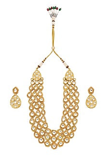 Gold Plated Kundan Polki Collar Necklace Set