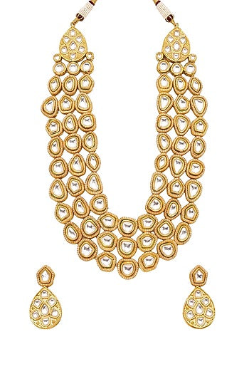 Gold Plated Kundan Polki Collar Necklace Set