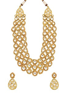 Gold Plated Kundan Polki Collar Necklace Set