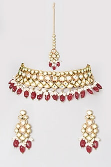 Gold Plated Kundan Polki Necklace Set