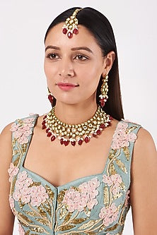 Gold Plated Kundan Polki Necklace Set
