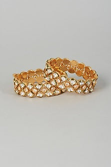 Gold Plated Kundan Polki Bangles (Set of 2)