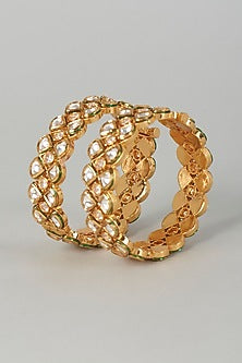 Gold Plated Kundan Polki Bangles (Set of 2)