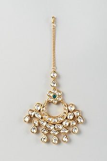 Gold Plated Kundan Polki Maang Tikka