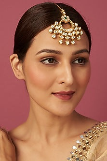 Gold Plated Kundan Polki Maang Tikka