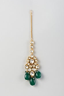 Gold Plated Maang Tikka With Kundan Polki