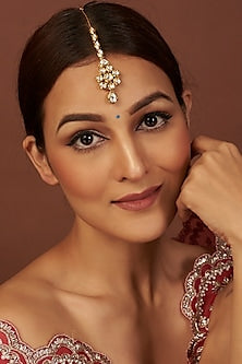 Gold Plated Kundan Polki Maang Tikka