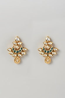 Gold Plated Emerald Dangler Earrings
