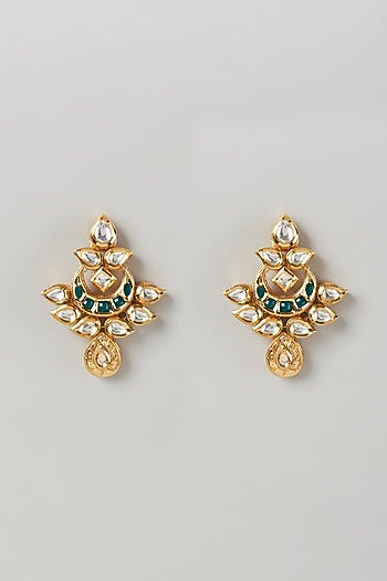Gold Plated Emerald Dangler Earrings