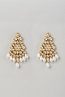 Gold Plated Dangler Earrings With Pearls
