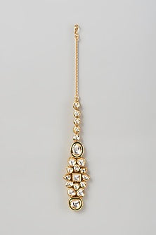 Gold Plated Kundan Polki & Meenakari Maang Tikka
