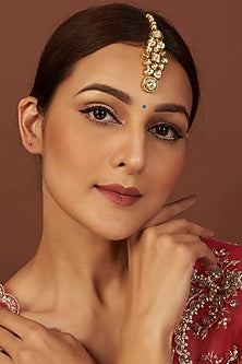 Gold Plated Kundan Polki & Meenakari Maang Tikka