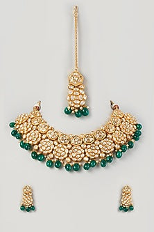 Gold Plated Kundan Polki Choker Necklace Set