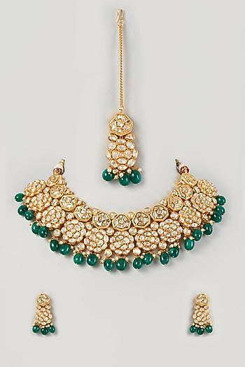 Gold Plated Kundan Polki Choker Necklace Set
