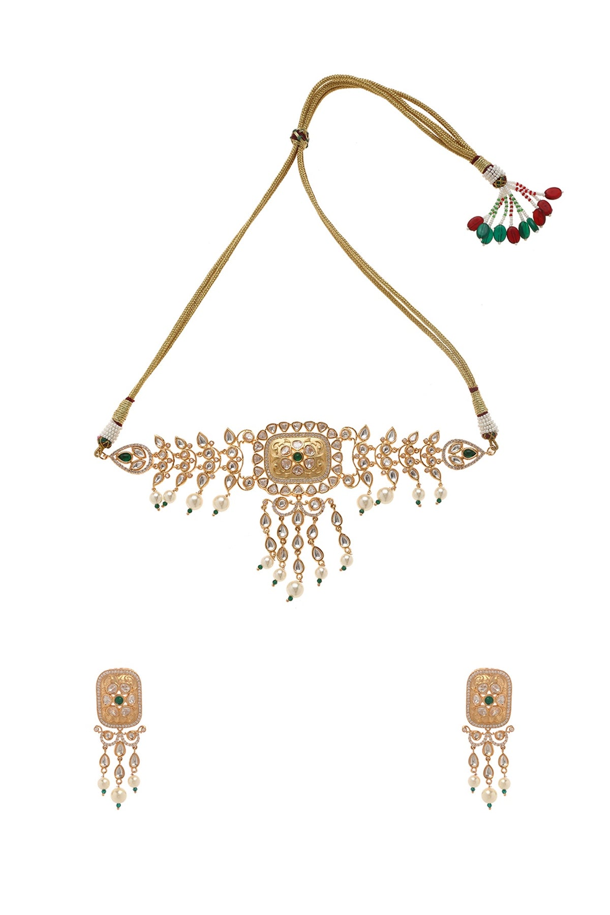 Gold Plated Shell Pearl Choker Necklace Set