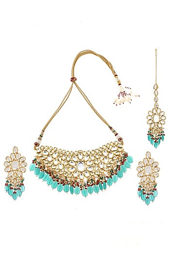 Gold Plated Agate Beads Necklace Set