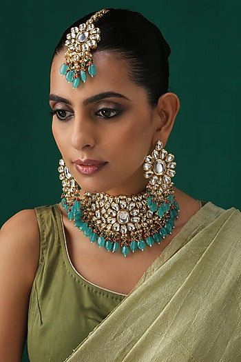 Gold Plated Agate Beads Necklace Set