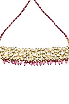 Gold Plated Ruby Beads Necklace Set