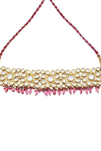 Gold Plated Ruby Beads Necklace Set