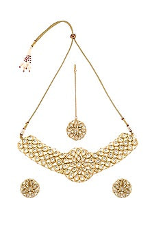 Gold Plated Kundan Polki Choker Necklace Set
