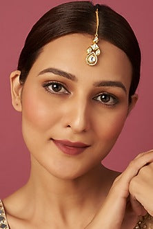 Gold Plated Kundan Polki Maang Tikka