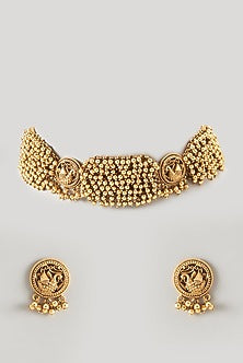 Gold Finish Choker Necklace Set