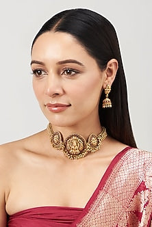 Gold Finish Lakshmi Temple Necklace Set