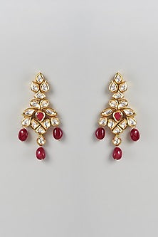 Gold Plated Agate Stone Dangler Earrings