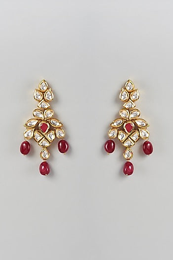 Gold Plated Agate Stone Dangler Earrings