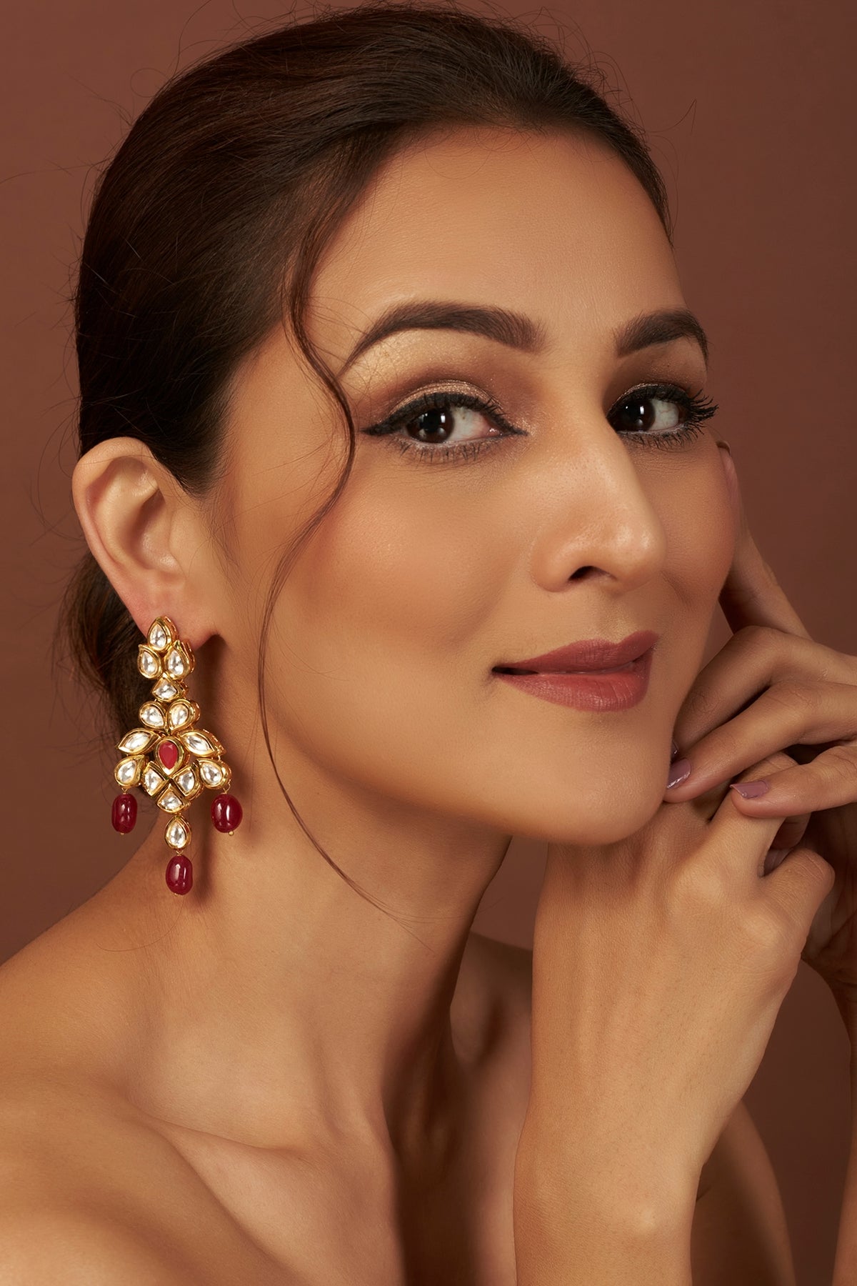 Gold Plated Agate Stone Dangler Earrings