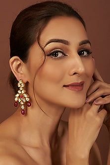 Gold Plated Agate Stone Dangler Earrings