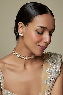 Gold Plated Kundan Polki & Crystal Necklace Set
