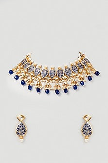 Gold Plated Beaded Meenakari Necklace Set