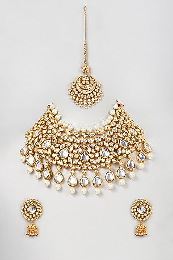 Gold Plated Pearl Necklace Set