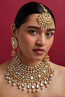 Gold Plated Pearl Necklace Set