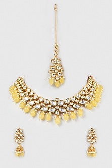 Gold Plated Beaded Choker Necklace Set