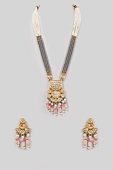 Gold Plated Kundan Polki Long Necklace Set
