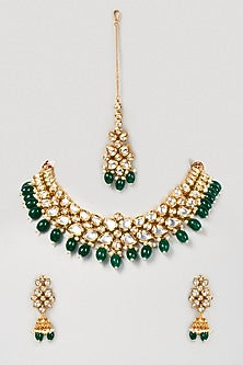 Gold Plated Kundan Polki Necklace Set